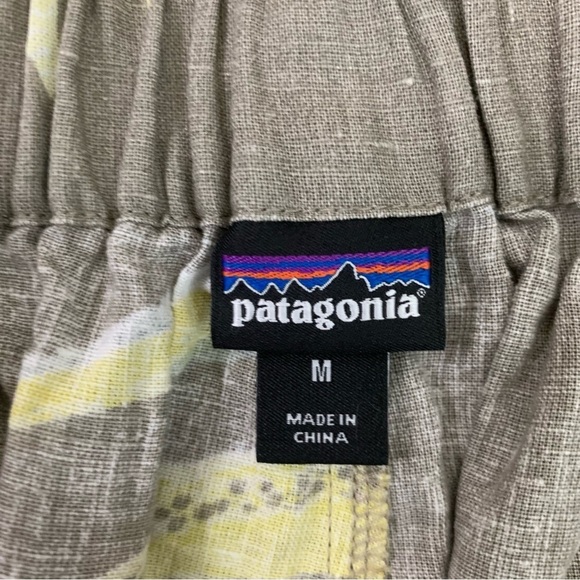 Patagonia garden island tie front gray yellow linen shorts M - Picture 4 of 6